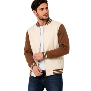 Veste universitaire d'hiver pour homme en polaire marron, style décontracté, coupe classique, col rabattu, poches sur le devant - Product Image 5