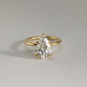 แหวนเพชรทรงลูกแพร์ ทองคำแท้ 14k แหวนหมั้นเพชรประดับเพชรแบบ Halo และ Pave Band รับรองโดย IGI สไตล์ทันสมัย - Product Image 2
