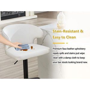 Taburete de Bar Moderno de Cuero PU, Silla Giratoria Ajustable con Respaldo para Cocina, Barra, Comedor - Product Image 2