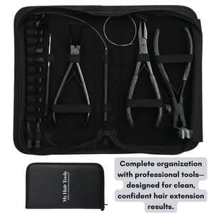 Kit d'extension de cheveux noirs en gros, Pince à extensions de cheveux de 7 pouces, Pince à sceller les bandes, Outil de sertissage de perles, Pinces de sectionnement et Crochet à boucle - Product Image 5
