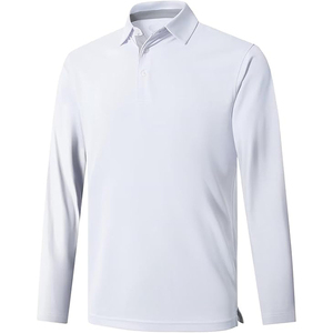 Polo en tricot à manches longues pour homme, couleur unie, style décontracté, bordeaux - Product Image 2