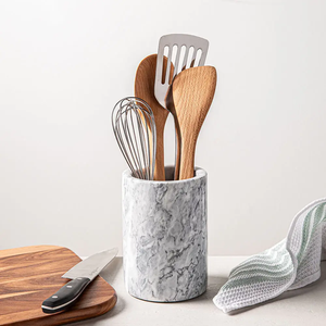 Portacubiertos de mármol más vendido con base pesada que garantiza estabilidad y almacenamiento organizado para utensilios de cocina diarios en el hogar. - Product Image 2