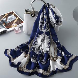 100% Silk Twill Square Scarf Custom Digital Print Women Fashion Neck Wrap <b>Shawl</b> Wholesale Bandana Headscarf OEM ODM 90x90cm - Product Image 1