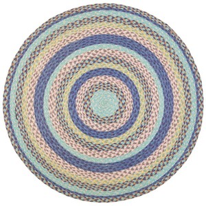 Round Braided Jute Area Rug Striped Bohemian Style Non-Slip Living Room Home Decor Flat Pile Thin 0.2-0.4 in - Product Image 4