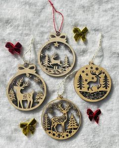 Ornement de Noël en MDF, forme irrégulière, motif Père Noël et flocon de neige, taille personnalisable, décoration suspendue, style tendance - Product Image 1