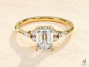 Anillo de Compromiso con Moissanita Cultivada en Laboratorio, Certificada por IGI, Corte Esmeralda, Plata 925, Chapado en Oro, Engaste de Puntas, Unisex - Product Image 4