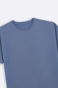 <b>Men</b> Regular Fit O-Neck Casual Jersey Knitted Top <b>Men's</b> Solid <b>Blue</b> Short Sleeve Cotton T-Shirt - Product Image 4
