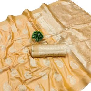 Nouveau lancement doux coton soie avec tissage blouse pièce sari pour femmes - Product Image 1