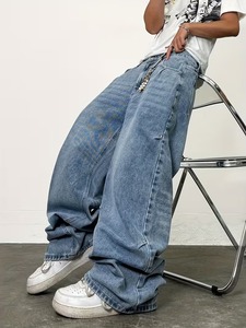 Jeans Hip Hop sur mesure pour hommes, pantalons en denim déchirés et effilochés, OEM - Product Image 5