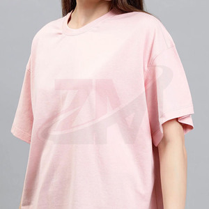 Camiseta Oversize de Algodón 100% para Mujer, Manga Corta, Ajuste Holgado, Tejido Grueso Transpirable, Color Rosa, Venta al por Mayor - Product Image 4
