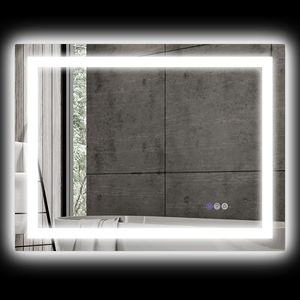 Specchio da Bagno LED Retroilluminato/Luminoso Frontalmente 32x24" con Dimmer e Antiappannamento, Temperatura Colore Regolabile Infinitamente per Appartamenti - Product Image 1