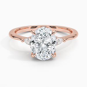 Anillo de Compromiso Aria con Tres Piedras de Moissanita, Estilo Botánico, Corte Brillante, Detalles de Perlas de Agua Dulce, Plata Chapada en Oro de 14K - Product Image 3