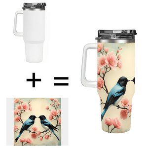 Bouteille isotherme personnalisée 40 oz en acier inoxydable avec motif oiseau et fleur pour usage extérieur - Product Image 1