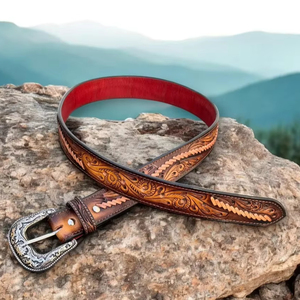 Ceintures en cuir véritable, style western, faites à la main, pour hommes et femmes, ensembles de ceintures en gros - Product Image 1