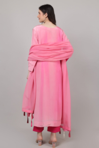 Elegant Women Style 3pc Palazzo Suit Set 3 shades Pink with <b>Beads</b> Sequence Thread work Traditional Look With Style - Product Image 6
