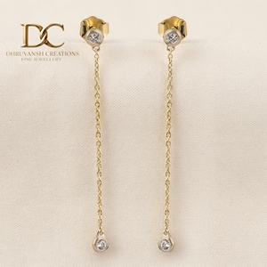 Pendientes de Oro Amarillo Sólido de 14 Quilates con Diamante Cultivado en Laboratorio de Corte Brillante Redondo, Joyería de Lujo para Mujer, Diseño Personalizado - Product Image 5