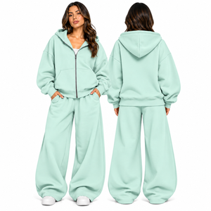Nuevo Conjunto Deportivo de 2 Piezas para Mujer, Sudadera con Cierre y Pantalones Deportivos Holgados, Ropa de Invierno - Product Image 1