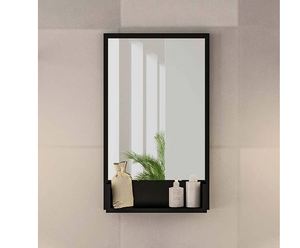 Espejo de Pared Moderno con Marco Negro y Estante de Almacenamiento, Espejo Decorativo Rectangular para Baño, Espejo de Vanidad para Hogar y Hotel - Product Image 3