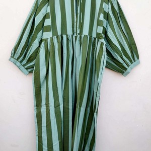 Robe longue décontractée en coton imprimé pour femme, nouvelle collection, coupe au sol, taille naturelle, lavable - Product Image 3