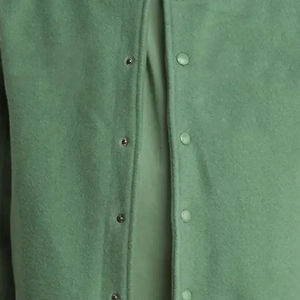 PREMIUM <b>MEN</b> HIGH QUALITY CLASSIC SAGE GREEN WOOL VARSITY <b>BASEBALL</b> <b>JACKET</b> WITH SNAP BUTTON CLOSURE AND STRIPED RIBBED TRIMS - Product Image 5