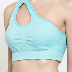 Nuevo sujetador deportivo de fitness para mujer con un solo hombro, venta al por mayor, sujetador deportivo acolchado con espalda cruzada para mujer, sujetador de yoga sin costuras - Product Image 2