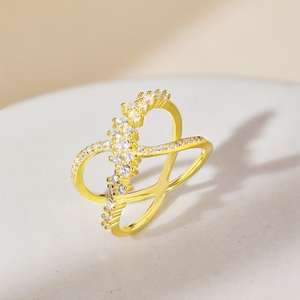 Wholesale Double-layer Line Luxury Silver <b>Ring</b> Gold Plated Silver <b>Ring</b> - Product Image 1