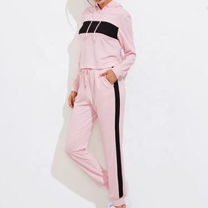 ชุดลำลองผู้หญิงแบบ 2 ชิ้น เสื้อฮู้ดและกางเกงจ็อกเกอร์ผ้าฟลีซเนื้อนุ่ม 100% ผ้าฝ้าย แห้งเร็ว ป้องกันไฟฟ้าสถิต ระบายอากาศได้ดี ชุดออกกำลังกาย - Product Image 4