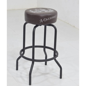 Taburete de Bar Comercial de Diseño Industrial Moderno con Base de Hierro y Asiento de Cuero Genuino Duradero de Alta Calidad para Bar en Casa - Product Image 2