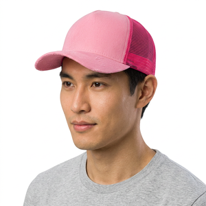 Gorra Trucker Rosa de Malla, 6 Paneles, Ajustable, Color Sólido, Unisex, para Primavera/Verano - Product Image 4