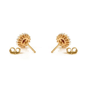 Magnifiques boucles d'oreilles clous en or jaune pur 14 carats, serties de rubis et de diamants véritables, personnalisées en usine, cadeau pour femme - Product Image 6