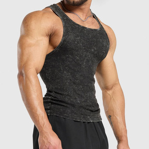 Acid Wash Ribbed Tank Top <b>for</b> <b>Men</b> Distressed Style Muscle Fit Gym <b>Singlet</b> Perfect <b>For</b> Bodybuilding & Casual Wear <b>Men</b> Tanktop - Product Image 1