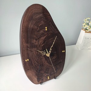 Unique Walnut Wood Clock – Handmade Sculptural <b>Table</b> & Wall Clock, One of a Kind Natural Edge Wooden Clock, Modern Rustic Home D - Product Image 1