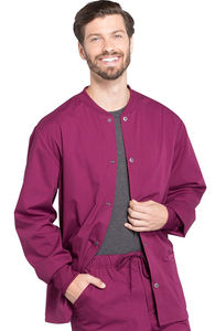 Blouse de travail unisexe violette à boutons pour uniforme hospitalier, tissée, avec coutures invisibles et détection par aiguille pour usage médical - Product Image 5