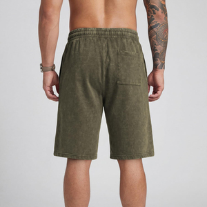 Shorts pour hommes en coton de haute qualité, taille et design personnalisés, délavés à l'acide, effet soleil, avec logo frontal personnalisé, écologiques et respirants - Product Image 2