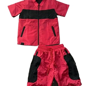 Conjunto Corto de Chaqueta Cortavientos de Nailon para Verano, Chaqueta Cortavientos con Cierre, Chándal Deportivo de Poliéster, Conjunto Deportivo Informal - Product Image 1