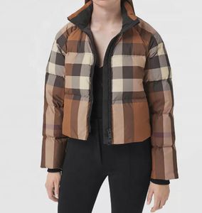 Women's Printed Cropped Puffer Jacket for <b>Winter</b> Quilted Nylon Lining Lightweight Outdoor Wear Warm <b>Winter</b> <b>Coat</b> OEM Service - Product Image 4
