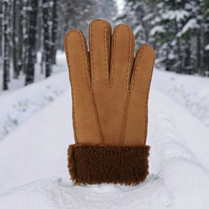 Gants en cuir véritable chauds et imperméables pour l'extérieur, gants thermiques d'hiver en cuir – Fournisseur en gros - Product Image 3