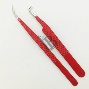 Pince à épiler professionnelle rouge à 90 degrés pour extensions de cils – Ensemble durable antidérapant de qualité supérieure à prix avantageux - Product Image 2