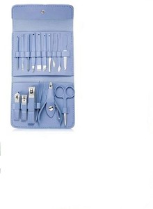 Kit de coupe-ongles professionnel DIY 16 pièces, ensemble de manucure et pédicure bleu, outils en acier inoxydable, étui complet, kit de toilettage portable - Product Image 6