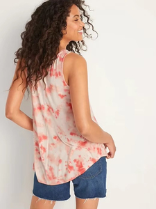 Débardeur tricoté sans manches tie-dye pour femme, col rond, décontracté, respirant, 100 % polyester, sportif, logo avant, longueur standard - Product Image 6