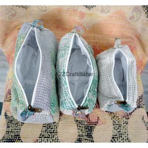 100% Pure Cotton Kantha Fabric Tassel Pattern Zipper Closure Soft Handle Eco-Friendly Durable Lightweight Reusable Vintage <b>Case</b> - Product Image 5