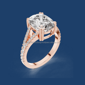 Bague Éclatante en Or Rose 14K avec Diamant de Laboratoire Rond Taille Brillant Effet Halo – Bijou Élégant pour Mariage et Demande en Mariage - Product Image 1