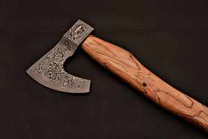 Hand Forged Damascus Steel Hatchet Olive Wood Handle Beautiful Pattern Blade Firewood Splitting Outdoor Camping Daily Use <b>Axe</b> - Product Image 6