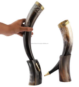 Corne à boire Viking véritable naturelle avec corne décorative navire à boire sculpté Style nautique corne Viking Falak World Export - Product Image 3
