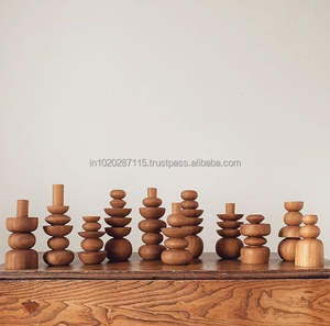 Portavelas de madera hecho a mano para decoración del hogar, centro de mesa, decoración de bodas, diseño rústico con acabado natural. - Product Image 2