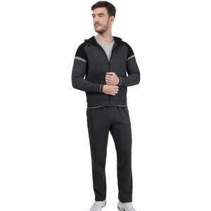 Survêtement à capuche pour homme, manches longues, couleur unie, fermeture éclair, vêtement décontracté, respirant, polyester et coton, coupe classique, automne - Product Image 1