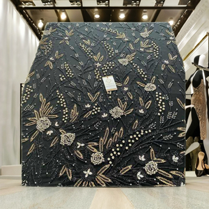 Exquisita colección de tela de diseñador de encaje bordado con cuentas hecho a mano - Product Image 5