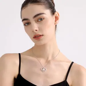 Collar con Colgante de Corazón de Moissanita para Mujer, 1-3 Quilates, Plata de Ley, Diamante Tishya - Product Image 5