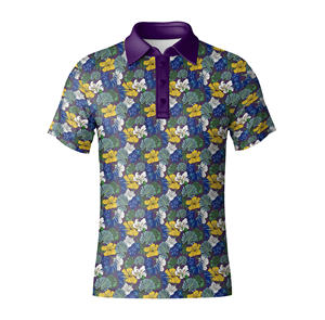Camisa Polo de Golf Personalizada para Hombre, Estampado Floral Tropical de Moda, Tela Elástica Ligera, Ropa de Golf Premium para Pedidos al por Mayor - Product Image 1