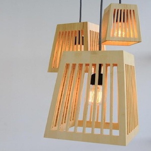 Modern Wooden Pendant Lamp Set Nordic Slatted Hanging Light for Dining Room Lighting - Product Image 1